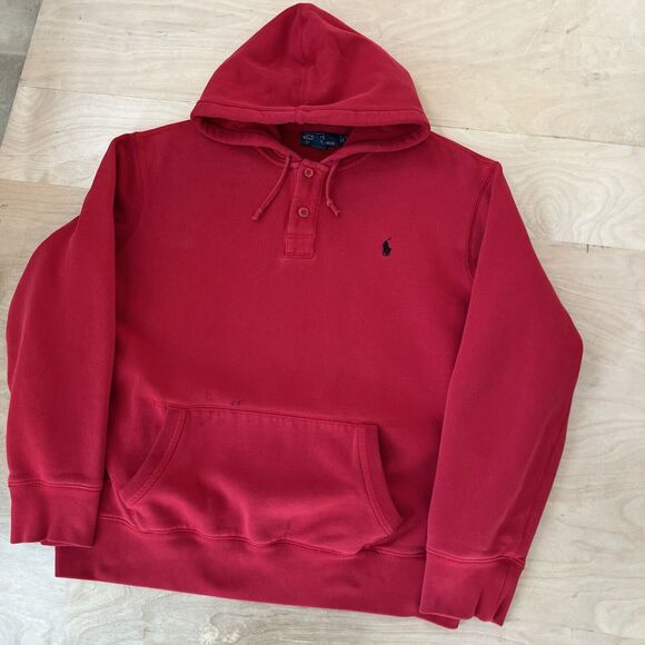 Vintage Polo Ralph Lauren Hoodie XL Red 90s New York Streetwear RRL - Picture 8 of 8